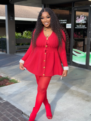 JOSEPHINE Long Sleeve Ribbed Knit Sweater Dress