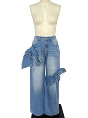 WIDE LEG BOWKNOT vintage JEANS