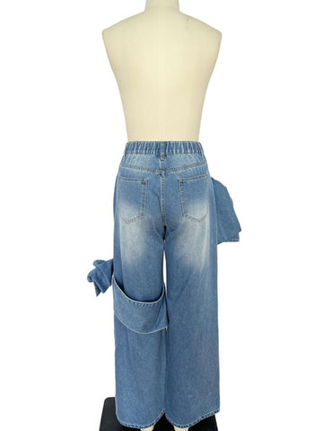 WIDE LEG BOWKNOT vintage JEANS