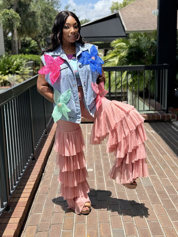 Tulle sexy bell bottoms-SALMON