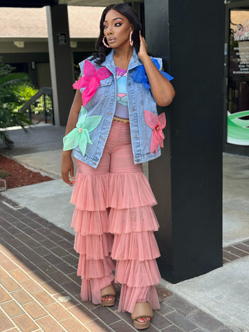 Tulle sexy bell bottoms-SALMON