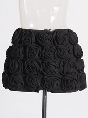 Can you call me rose Fashion Rose Patchwork Shorts -BLACK