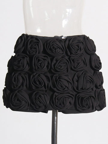 Can you call me rose Fashion Rose Patchwork Shorts -BLACK
