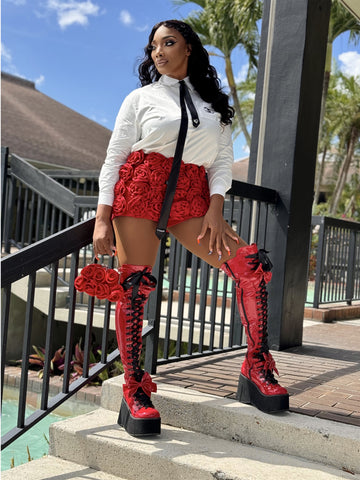 Can you call me rose Fashion Rose Patchwork Shorts