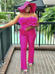 FUSCHIA ROSE-ACCENT PANTS