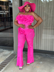 FUSCHIA ROSE-ACCENT PANTS