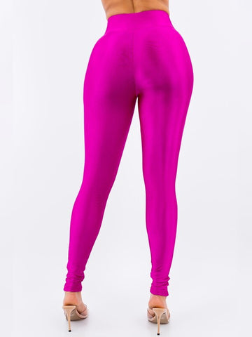 Fuchsia bright high waist leggings