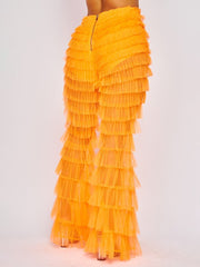 My kind a style Sheer Tulle Tiered Layered Flare Pants