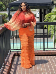 My kind a style Sheer Tulle Tiered Layered Flare Pants