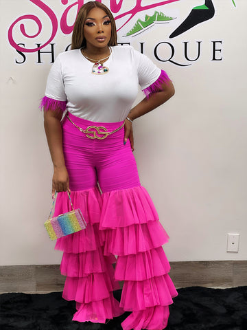Uptown tulle pants in fuchsia