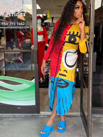 JUDITH BUTTON UP COLLARED maxi DRESS