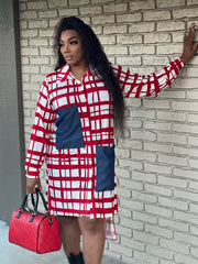 TREAT YOURSELF SHIRT DRESS WITH CONTRAST POCKETS