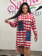 TREAT YOURSELF SHIRT DRESS WITH CONTRAST POCKETS