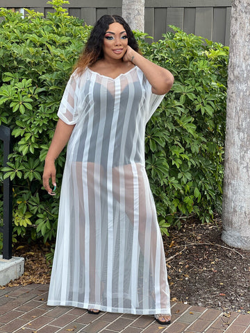 Center of ATTENTION Sheer STRIPE MAXI TUNIC