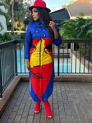 Shawna BUTTON UP COLLARED maxi DRESS