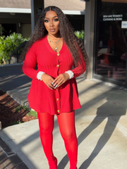 JOSEPHINE Long Sleeve Ribbed Knit Sweater Dress