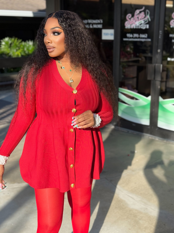 JOSEPHINE Long Sleeve Ribbed Knit Sweater Dress