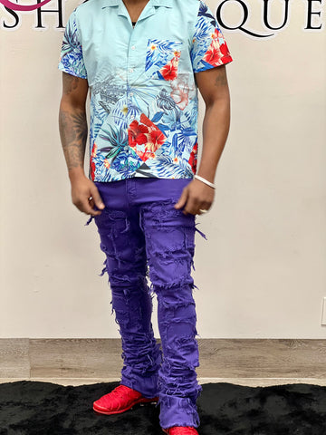 "Onyx" Stacked Denim--purple