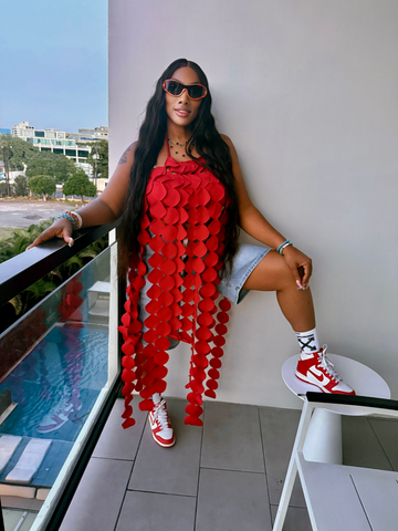 Cristina 🔥 Red Wave Statement Fringe Top