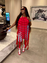 Cristina 🔥 Red Wave Statement Fringe Top