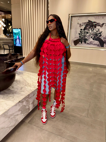 Cristina 🔥 Red Wave Statement Fringe Top