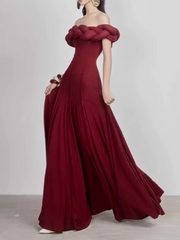 DAWN Crimson Majesty Off-Shoulder Gown
