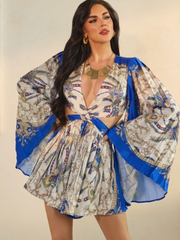 ELIZA Pleated Long Wide Sleeve Romper