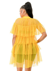 GLAM frill Ethereal Cascading shirt dress