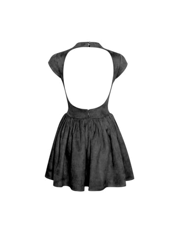 Step into timeless elegance with Ajike  Black Luxe Open-Back Mini Dress