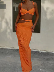 CHARLENE Two-piece Halter Bikini Cover-up Set