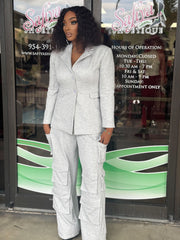 MARY Structured Blazer and Cargo Pants Set