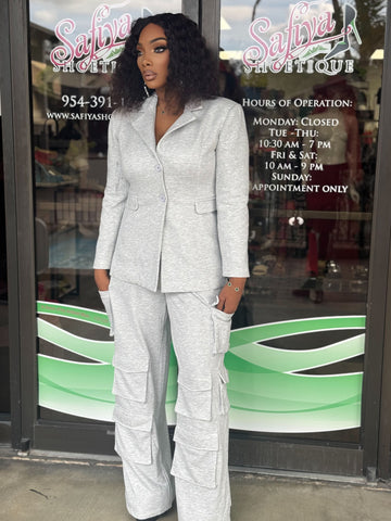 MARY Structured Blazer and Cargo Pants Set