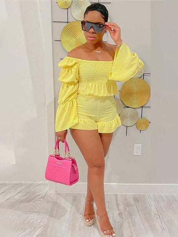 KERRTINE Ruffled Flare Sleeve matching set