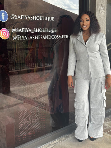 MARY Structured Blazer and Cargo Pants Set