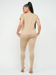 ENTICING nude Top And Legging Set