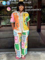 KAMALA Printed Matching Pants Set
