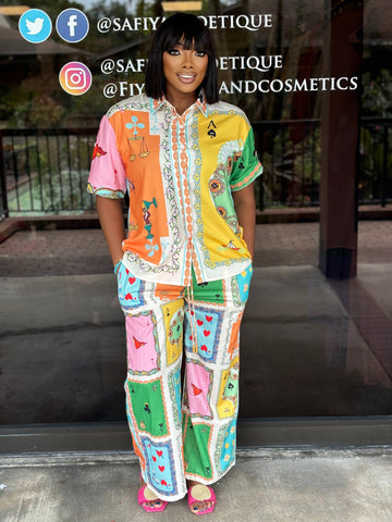 KAMALA Printed Matching Pants Set