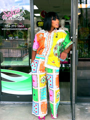 KAMALA Printed Matching Pants Set