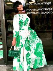 JASMINE OFF SHOULDER TOP AND MAXI SKIRT SET-green