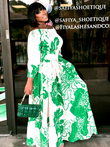 JASMINE OFF SHOULDER TOP AND MAXI SKIRT SET-green