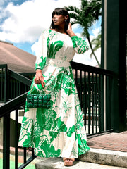 JASMINE OFF SHOULDER TOP AND MAXI SKIRT SET-green