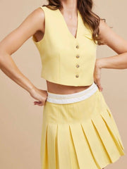 VANESSA Suit Vest and Pleated Mini Skirt Set