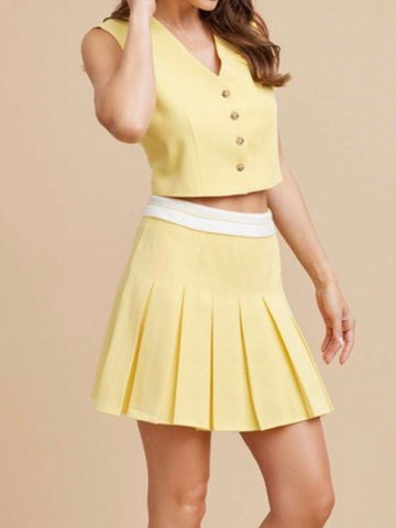 VANESSA Suit Vest and Pleated Mini Skirt Set