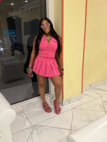 VANESSA Suit Vest and Pleated Mini Skirt Set