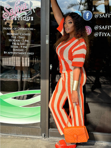 Rise And Toast Crochet 2 Piece Set -orange