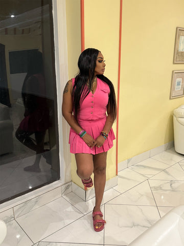 VANESSA Suit Vest and Pleated Mini Skirt Set