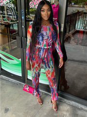 POPSTAR Long Sleeve Multi Color Top and Pants Set