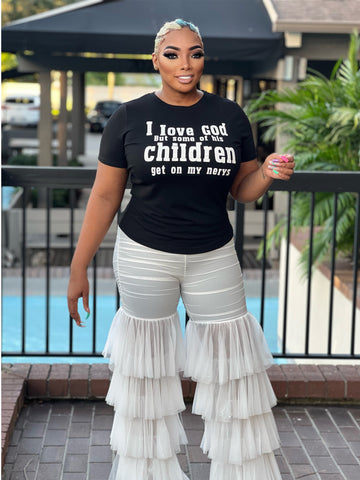 I LOVE GOD Letter Print Short Sleeve Tshirt