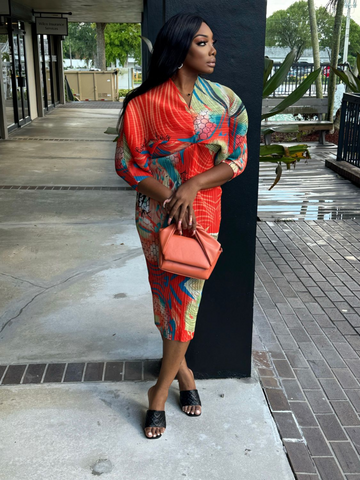 IN THE summer MEADOW orange multi printed dress