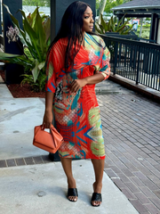 IN THE summer MEADOW orange multi printed dress